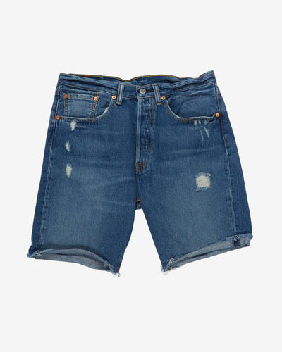 Levi's 501 Blue Denim Frayed Shorts - W32