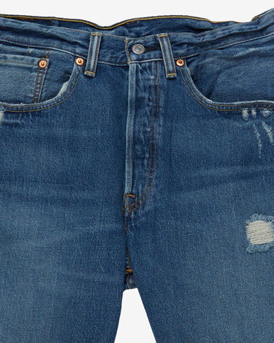 Levi's 501 Blue Denim Frayed Shorts - W32