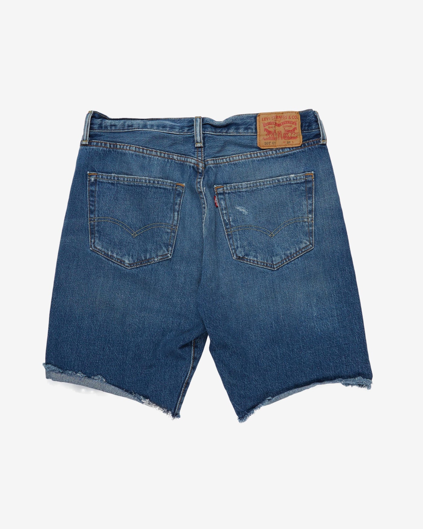 Levi's 501 Blue Denim Frayed Shorts - W32