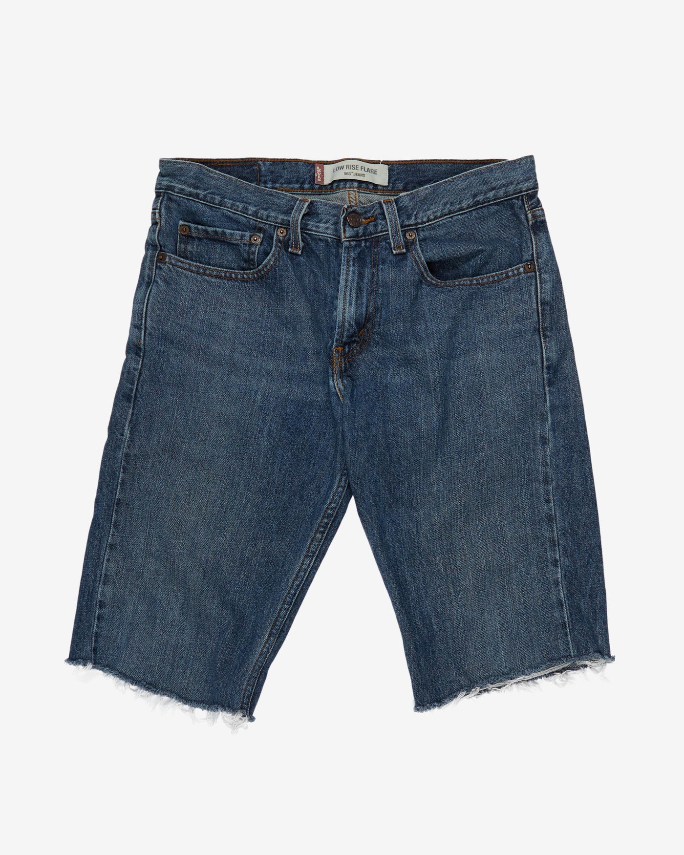 Levi's 563 Blue Denim Frayed Shorts - W32