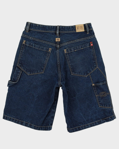 00s Y2K Ecko Contrast Stitch Dark Wash Baggy Denim Shorts - W30