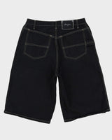 00s Y2K Sean John Baggy Contrast Stitch Black Denim Shorts - W30