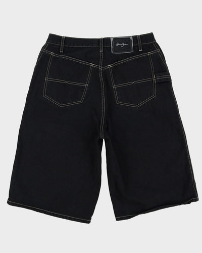00s Y2K Sean John Baggy Contrast Stitch Black Denim Shorts - W30