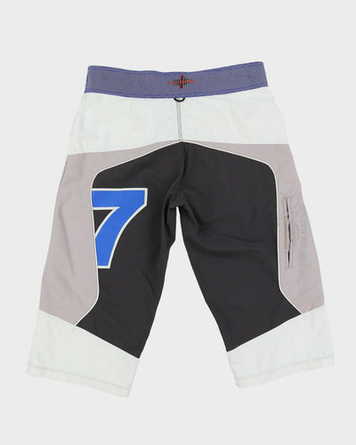 Vintage 90s Helly Hansen Grey / White / Blue Surfing Shorts - W34