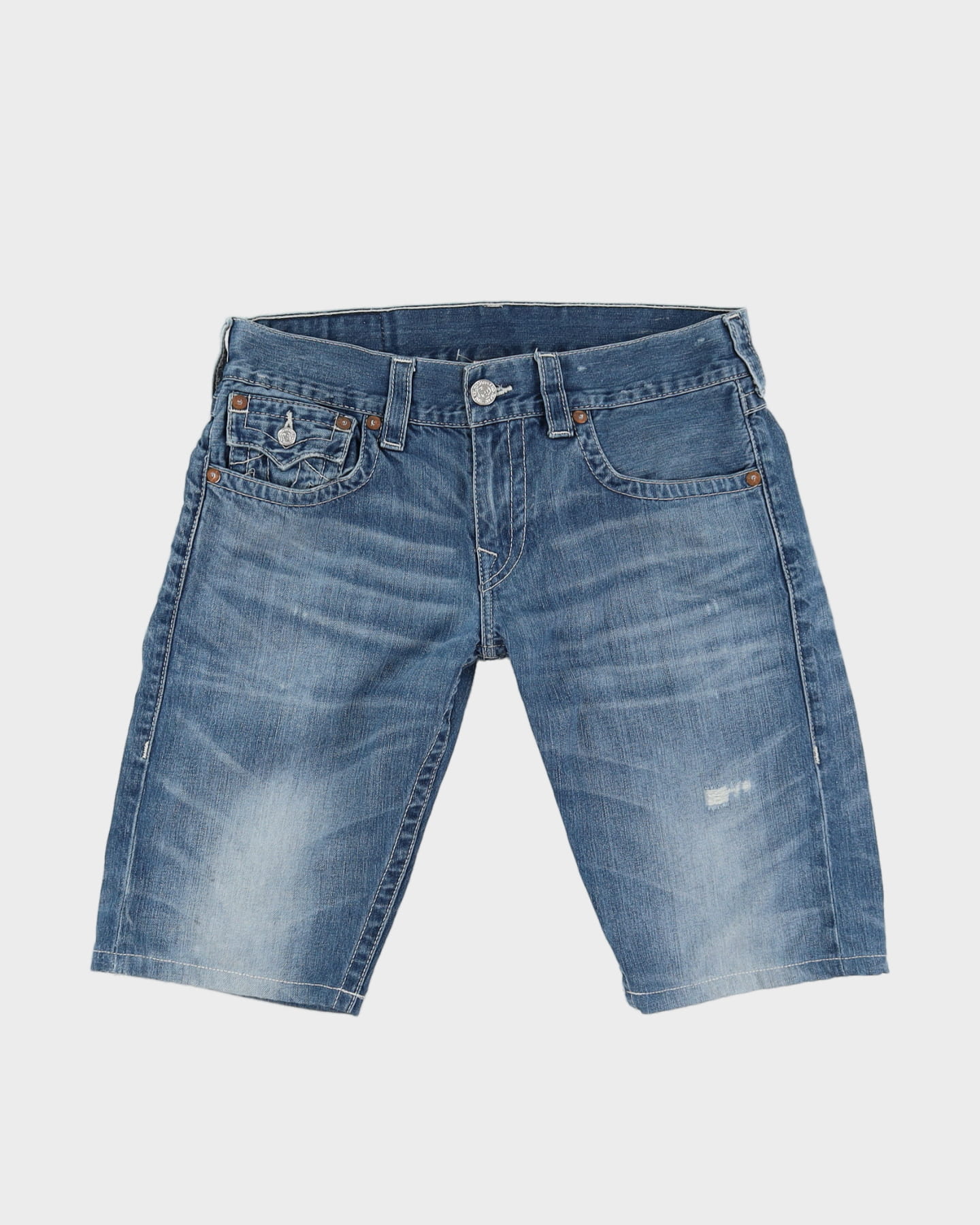 00s Y2K True Religion Contrast Stitch Denim Shorts - W32 – Rokit