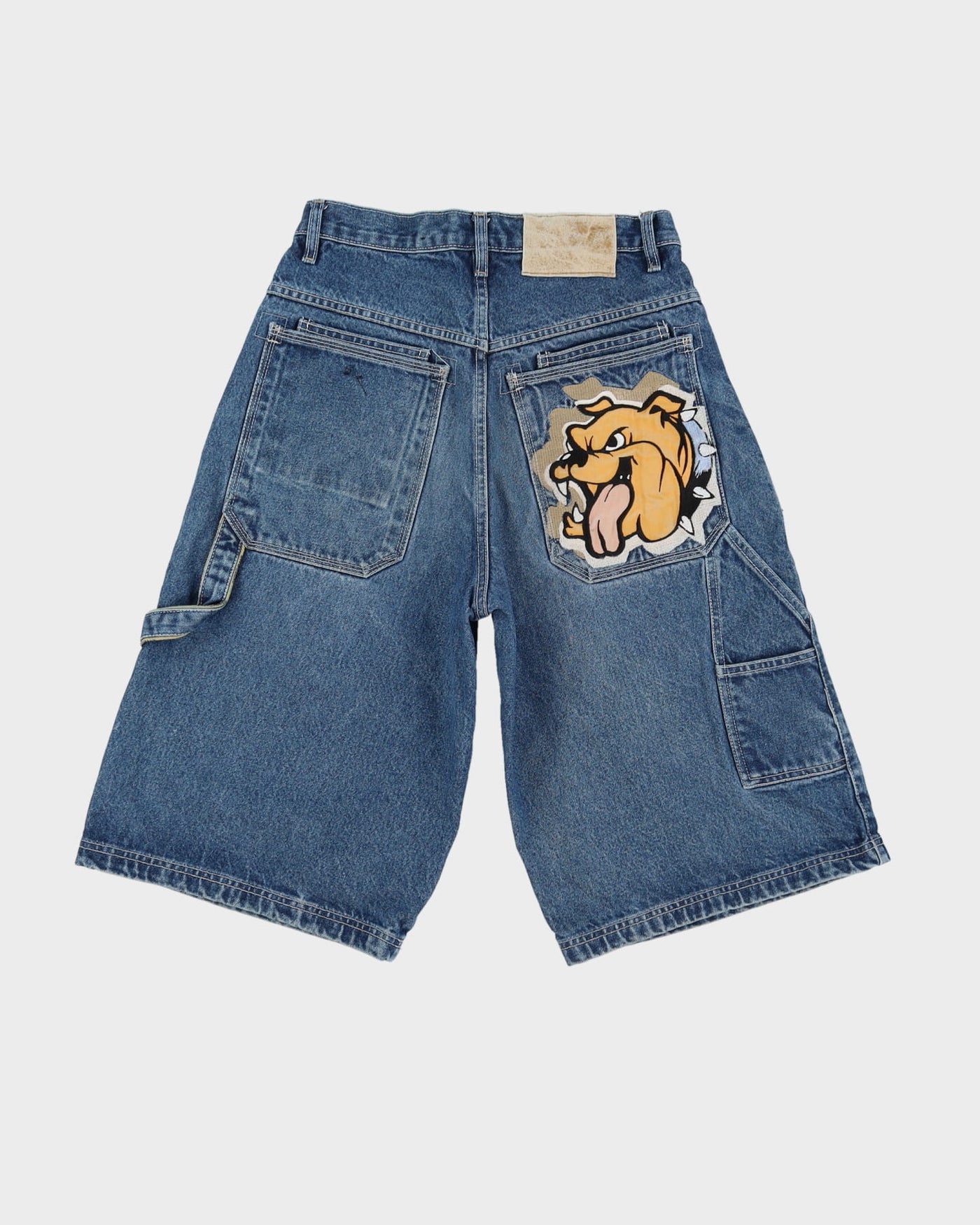 00s Y2K Exco Jeans Bulldog Blue Denim Carpenter Shorts - W28