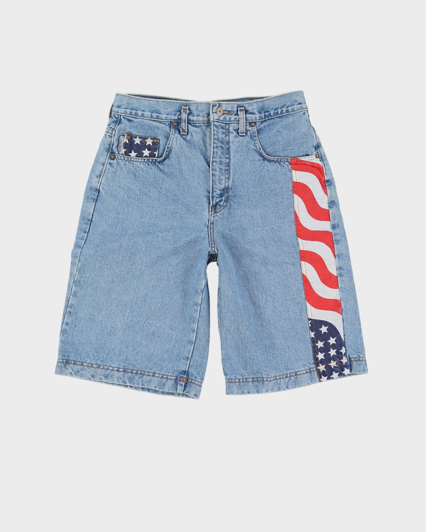 Vintage 90s Hollywood Jeans USA Flag Blue Denim Shorts - W30