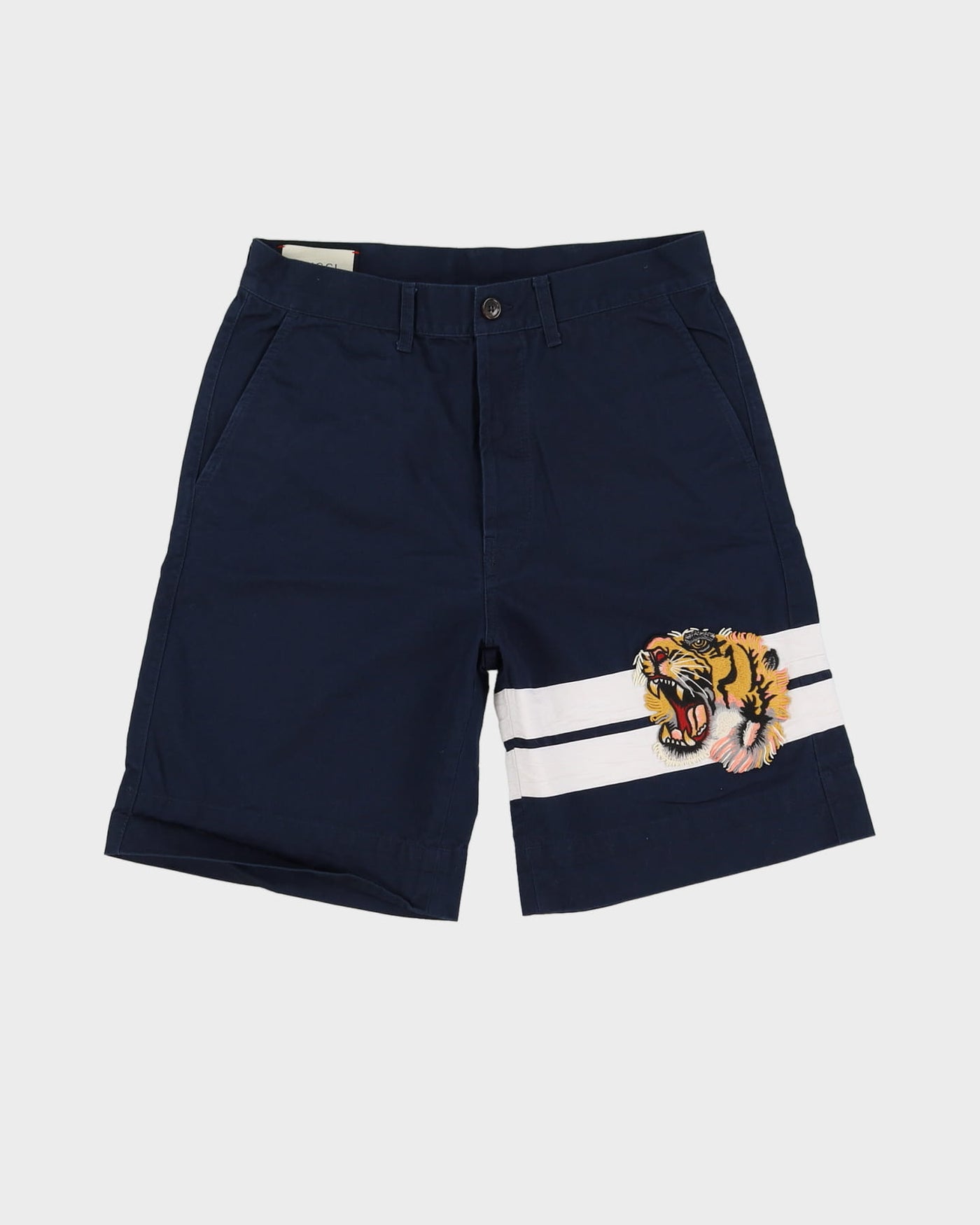 Gucci Navy Embroidered Chino Shorts - W32