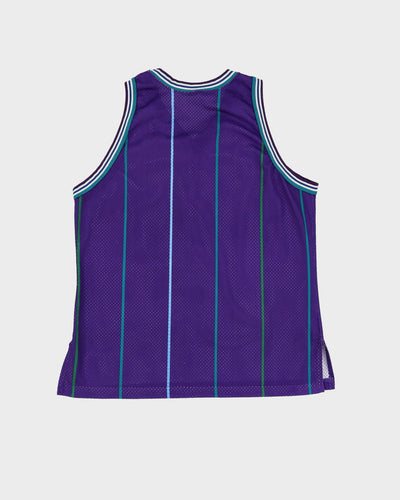 90s Champion Charlotte Hornets Purple Striped NBA Basketball Training Jersey - XL