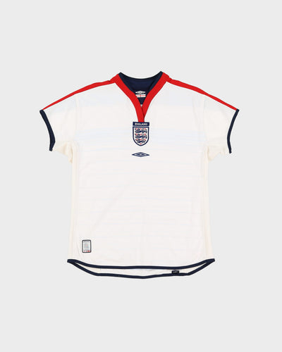 2002 England Umbro Home White Football Shirt / Jersey - M