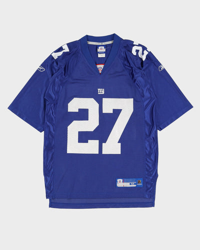 00s Reebok Brandon Jacobs #27 New York Giants Blue NFL Jersey - M