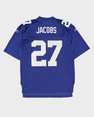 00s Reebok Brandon Jacobs #27 New York Giants Blue NFL Jersey - M