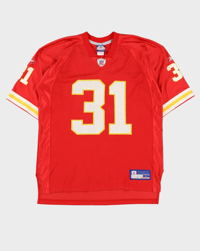 00s Reebok Priest Holmes #31 Kansas City Chiefs Red NFL Jersey - L