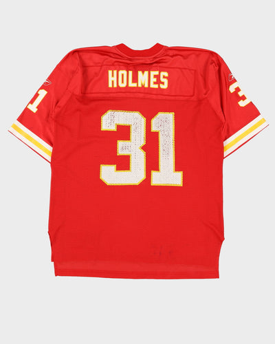 00s Reebok Priest Holmes #31 Kansas City Chiefs Red NFL Jersey - L