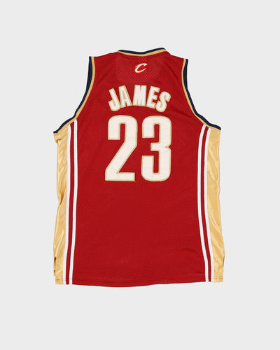 Adidas LeBron James #23 Cleveland Cavaliers Red / Gold NBA Jersey - L