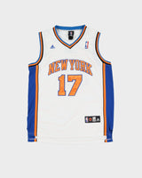 Adidas Jeremy Lin #17 New York Knicks White / Blue / Orange Stitched NBA Jersey - XL