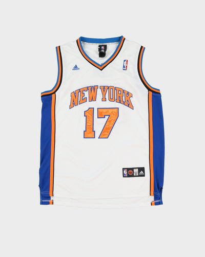Adidas Jeremy Lin #17 New York Knicks White / Blue / Orange Stitched NBA Jersey - XL