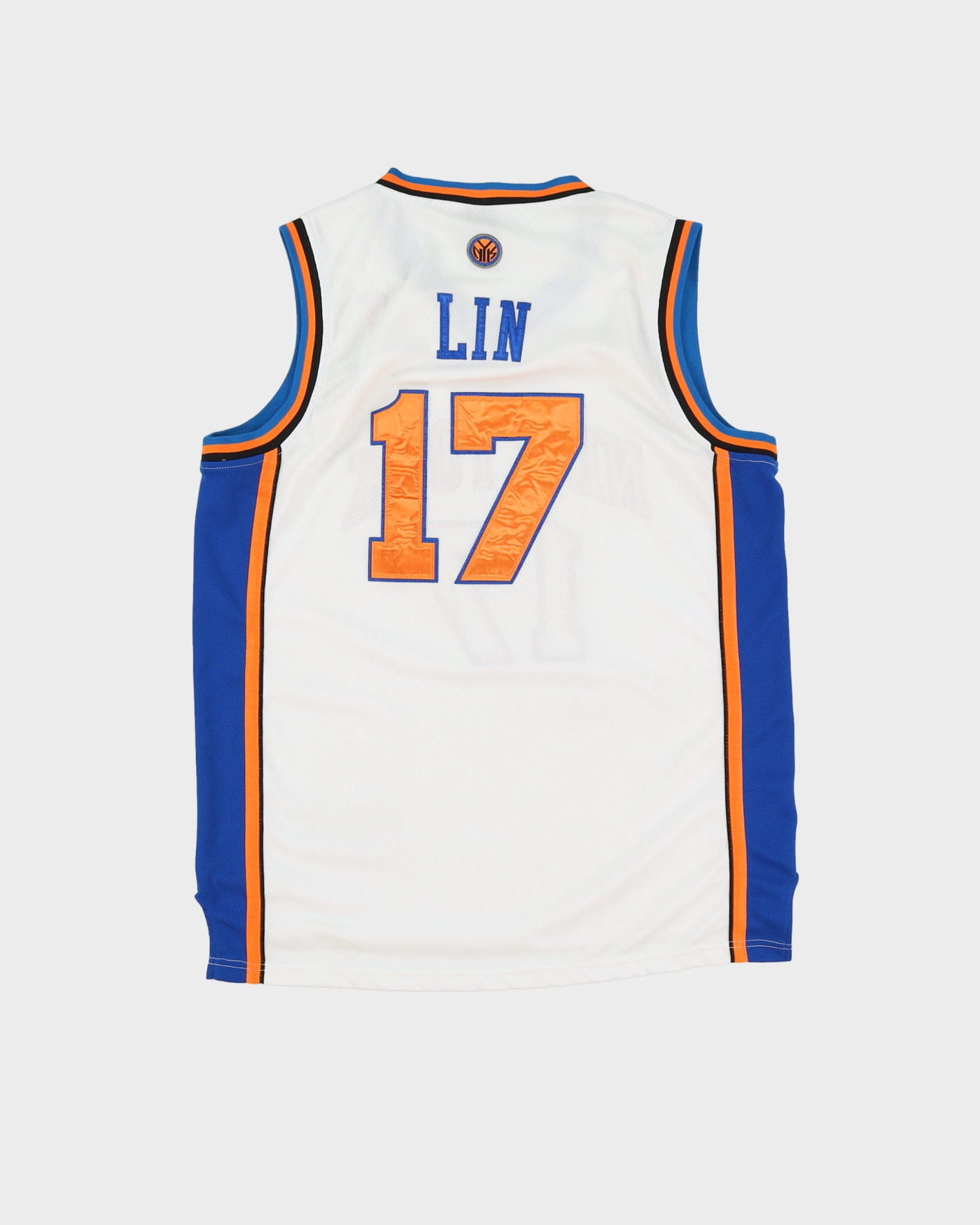 Adidas Jeremy Lin #17 New York Knicks White / Blue / Orange Stitched NBA Jersey - XL