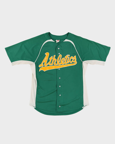 Green Athletics Embroidered Baseball Jersey - L