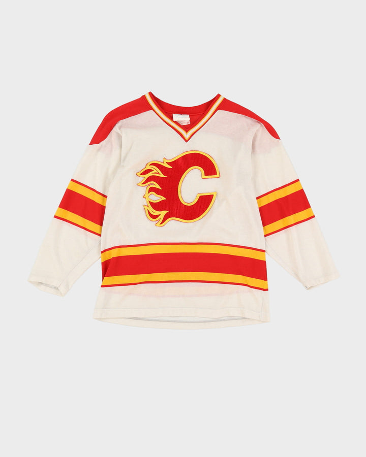 Vintage 80s Calgary Flames Red / White NHL Ice Hockey Jersey - XS