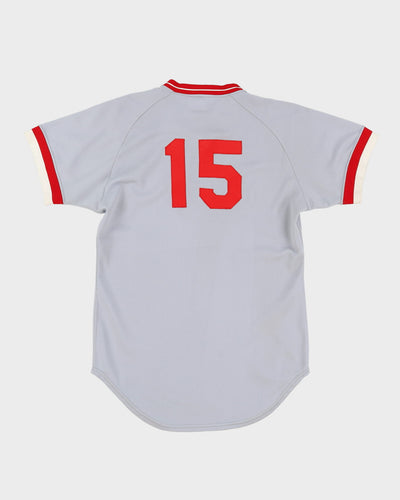 Vintage 80s Wilson Red #15 Grey Baseball Jersey - L