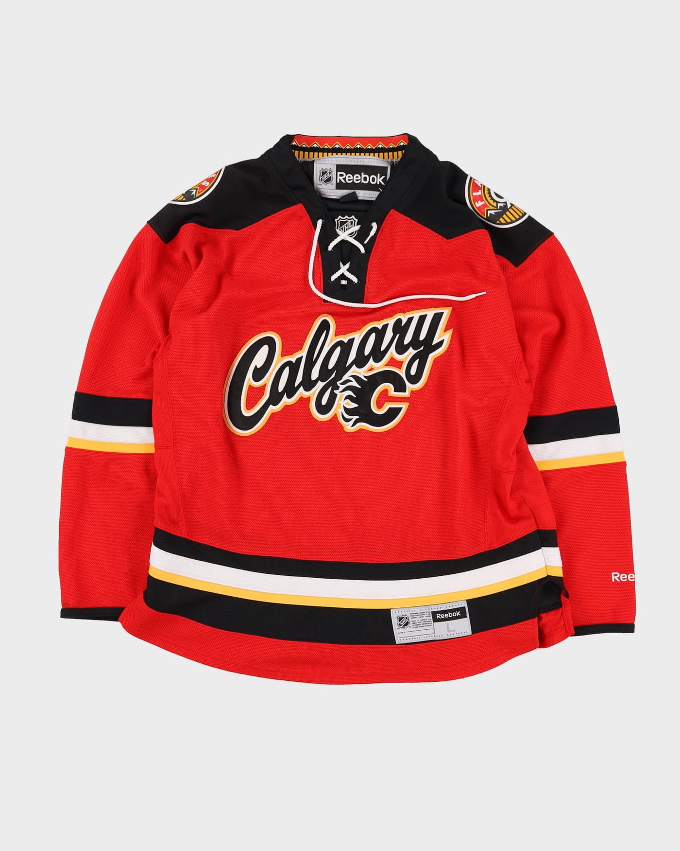 Calgary Flames Red Reebok NHL Stitched Hockey Jersey - L