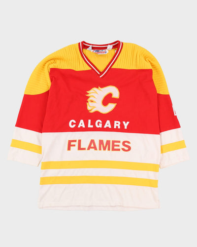 Vintage 90s Calgary Flames Red Starter NHL Hockey Shirt / Jersey - XL