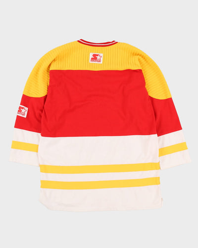 Vintage 90s Calgary Flames Red Starter NHL Hockey Shirt / Jersey - XL