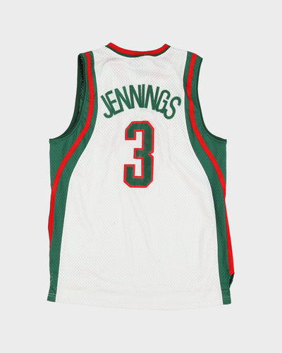 00s Brandon Jennings #3 Milwaukee Bucks Stitched White NBA Basketball Jersey - M