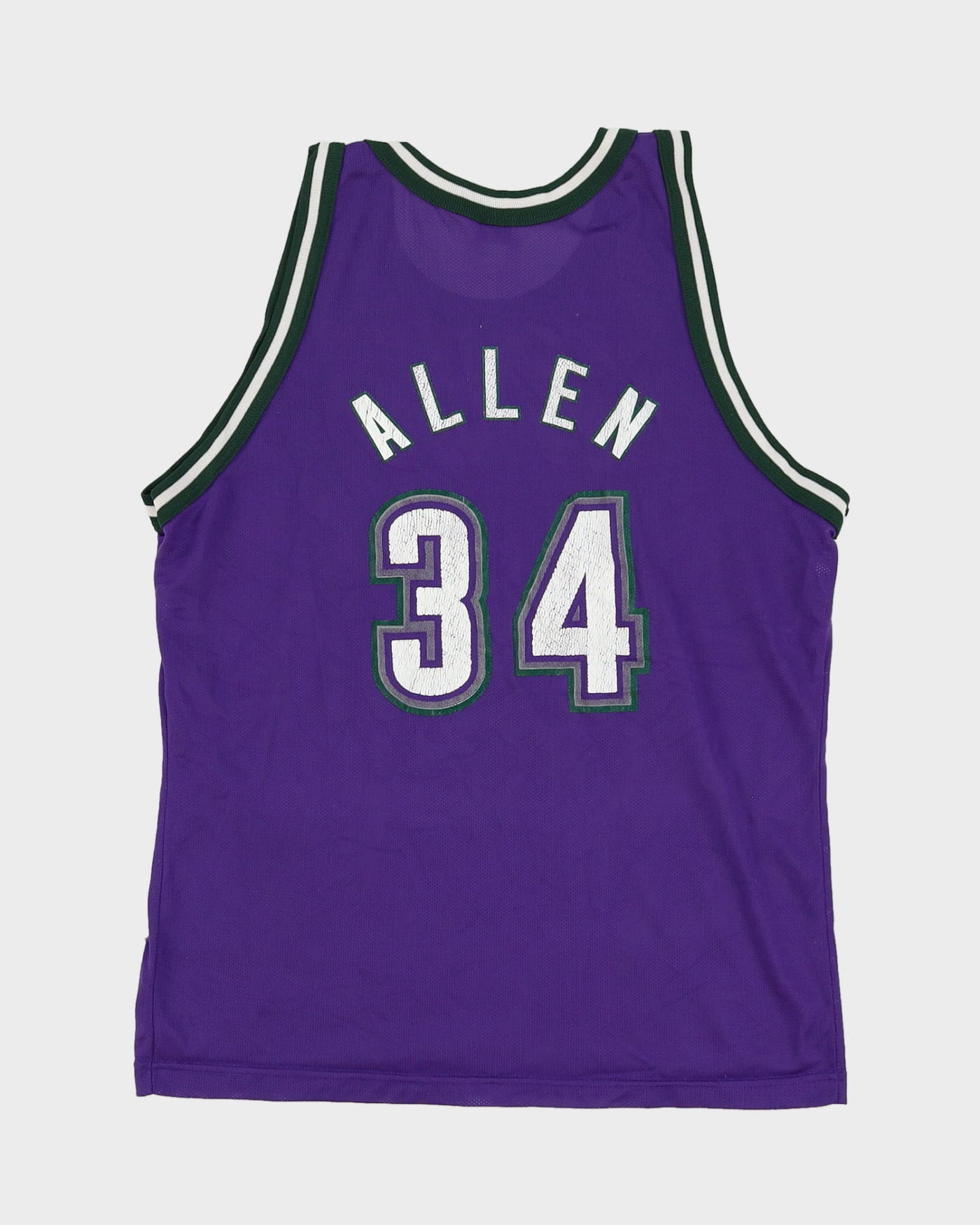 Vintage 90s Champion Ray Allen #34 Milwaukee Bucks Purple / Green NBA Jersey - M