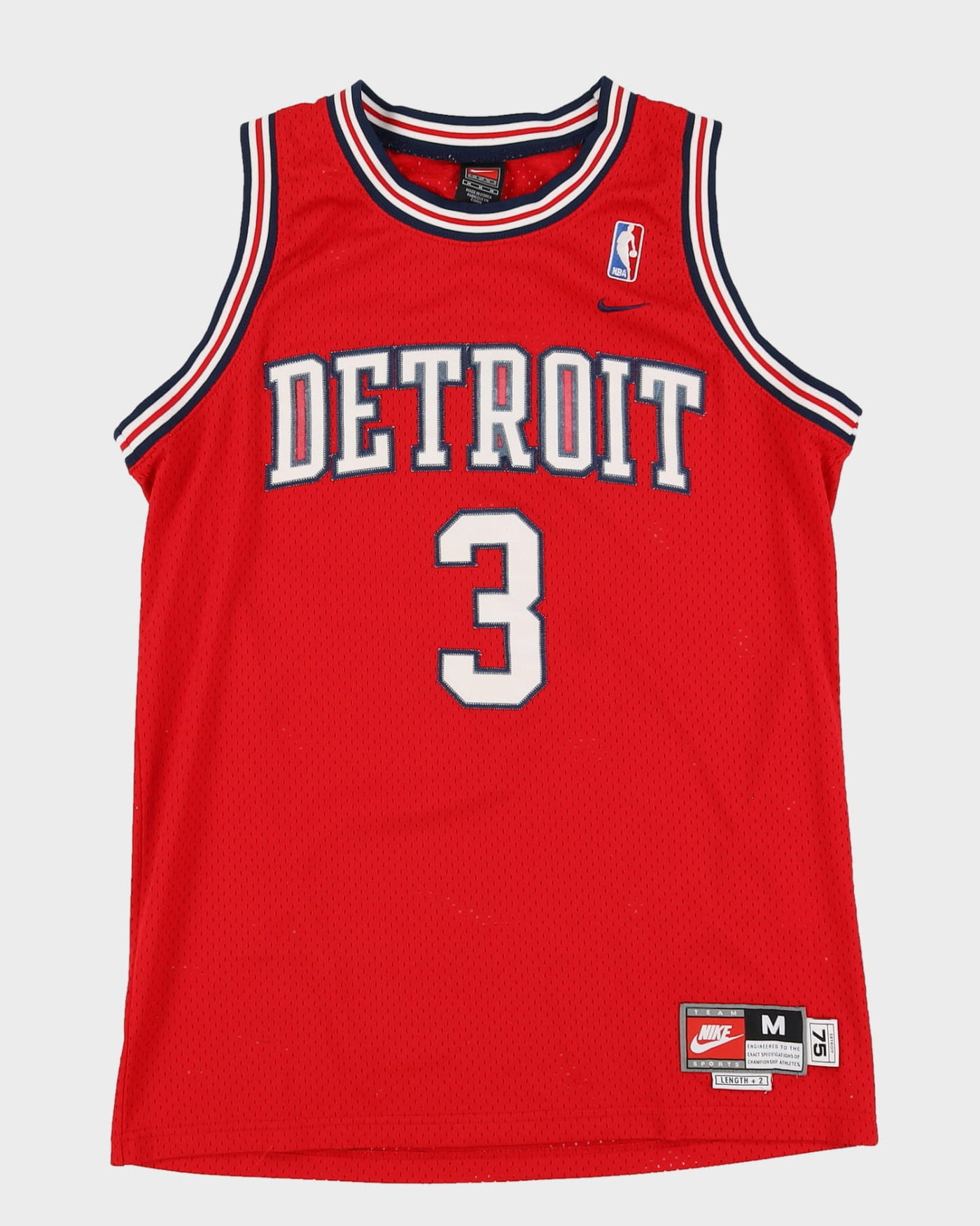 00s Nike Ben Wallace #3 Detroit Pistons Red NBA Jersey M