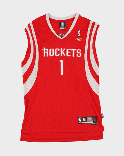 00s Reebok Tracy McGrady #1 Houston Rockets Red NBA Stitched Basketball Jersey - M