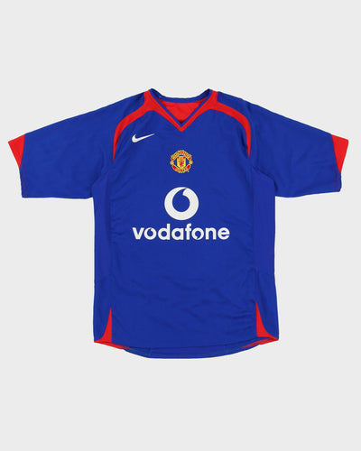 2004 Nike Manchester United Blue Away Kit Football Shirt Jersey - S