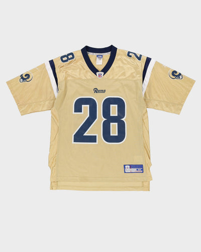 00s Marshall Faulk #28 St. Louis Rams Gold NFL American Football Jersey - M