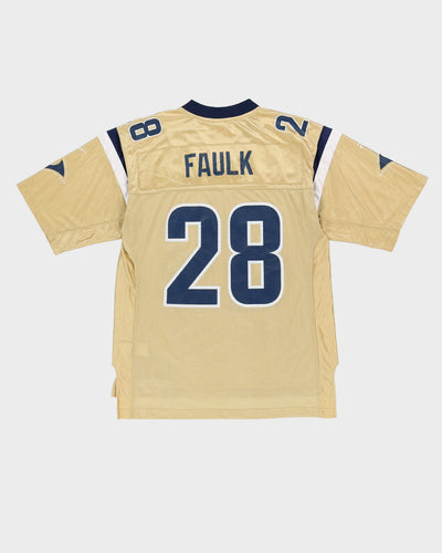 00s Marshall Faulk #28 St. Louis Rams Gold NFL American Football Jersey - M