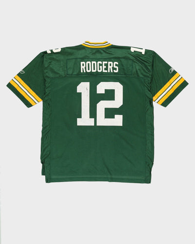 00s Aaron Rodgers #12 Green Bay Packers Green NFL American Football Jersey - XXL