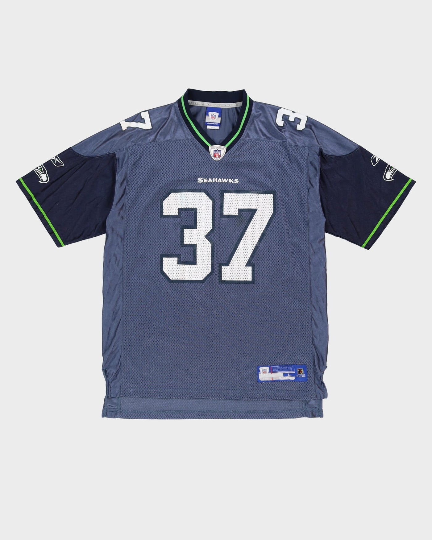 00s Shaun Alexander #37 Seattle Seahawks Blue NFL American Football Jersey - L