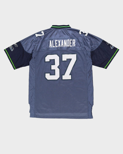 00s Shaun Alexander #37 Seattle Seahawks Blue NFL American Football Jersey - L