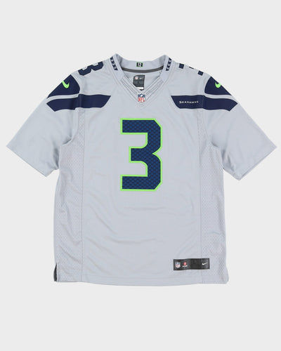 Nike Russell Wilson #3 Seattle Seahawks Stitched Grey NFL American Football Jersey - L