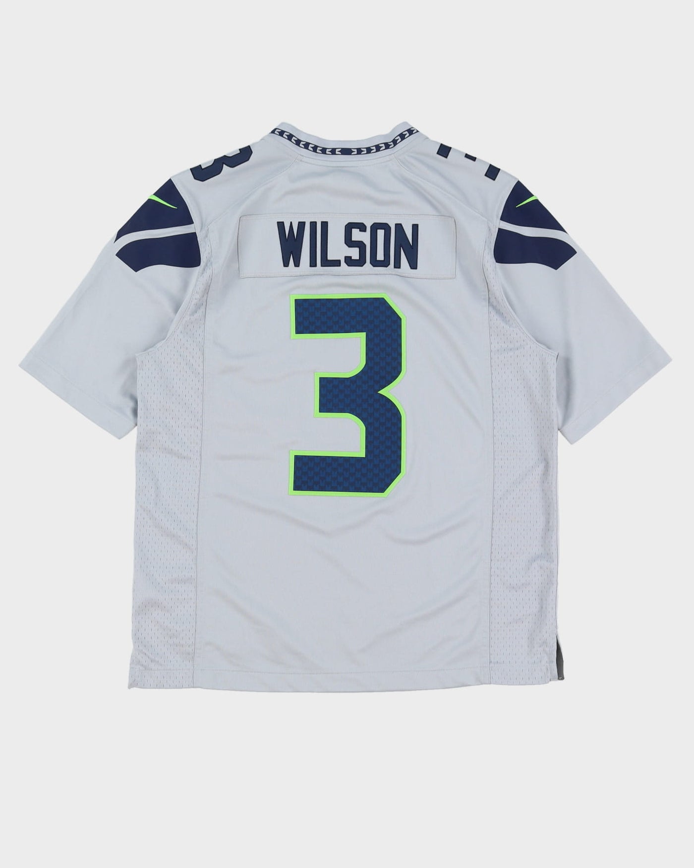 Nike Russell Wilson #3 Seattle Seahawks Stitched Grey NFL American Football Jersey - L