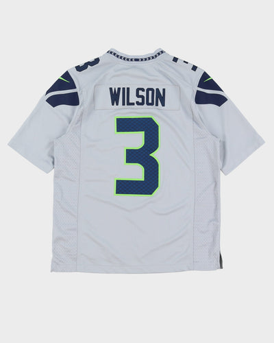 Nike Russell Wilson #3 Seattle Seahawks Stitched Grey NFL American Football Jersey - L