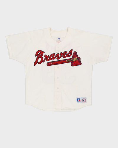 90s Steve Avery #33 Atlanta Braves Russell Athletic White MLB Baseball Jersey - L