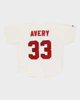 90s Steve Avery #33 Atlanta Braves Russell Athletic White MLB Baseball Jersey - L