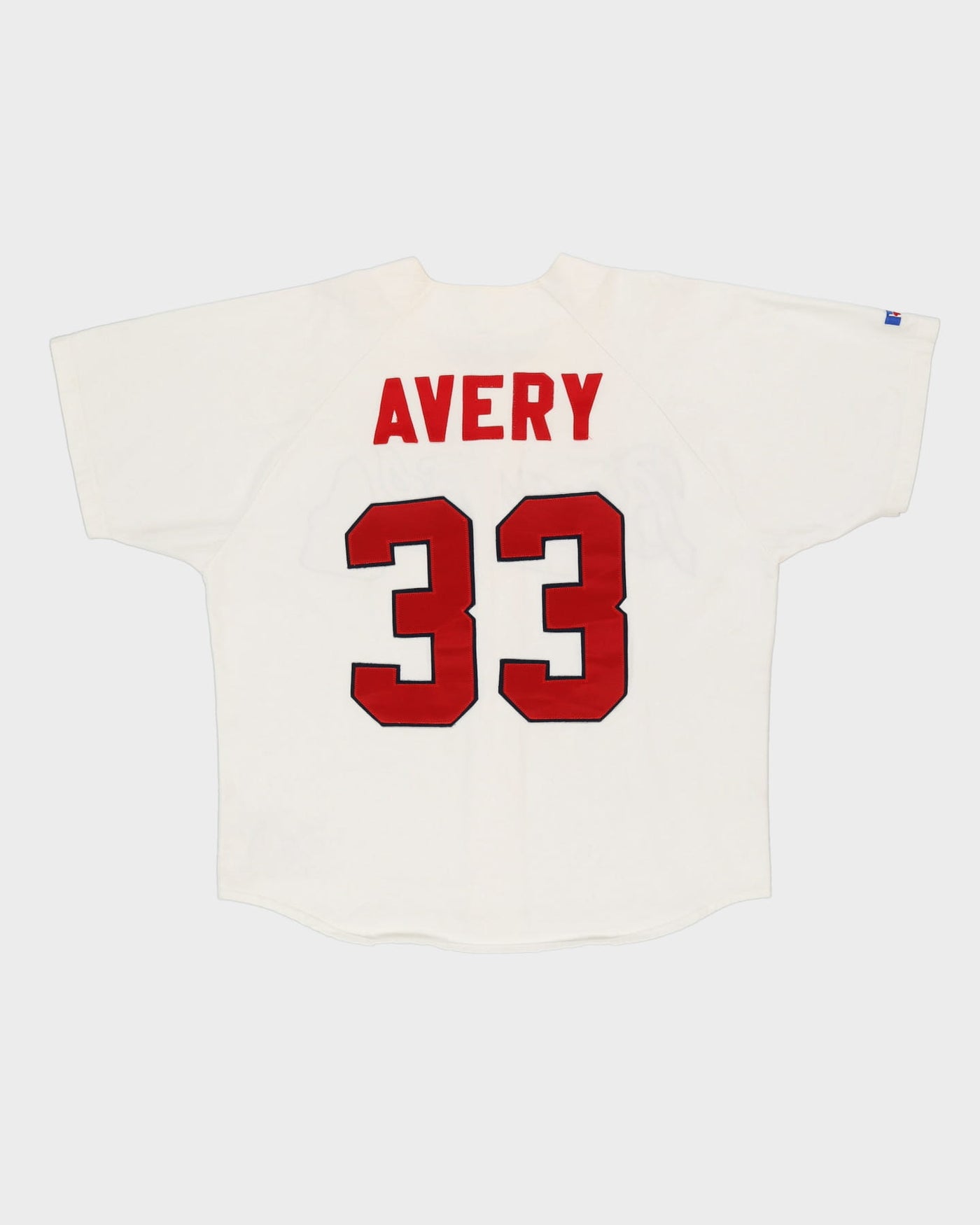 90s Steve Avery #33 Atlanta Braves Russell Athletic White MLB Baseball Jersey - L