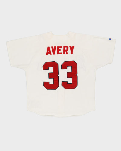 90s Steve Avery #33 Atlanta Braves Russell Athletic White MLB Baseball Jersey - L