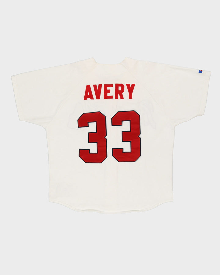 90s Steve Avery #33 Atlanta Braves Russell Athletic White MLB Baseball Jersey - L