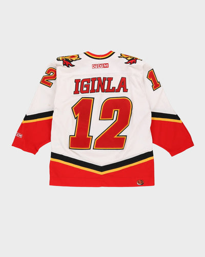CCM Calgary Flames White / Red NHL Oversized Hockey Jersey - M