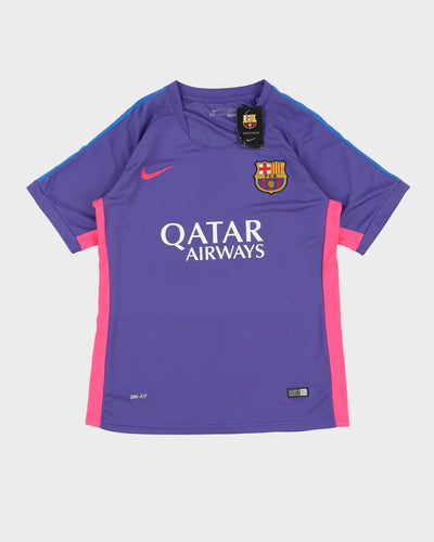 New With Tags 2015 Barcelona Nike Purple Training / Warm Up Football Shirt / Jersey - L