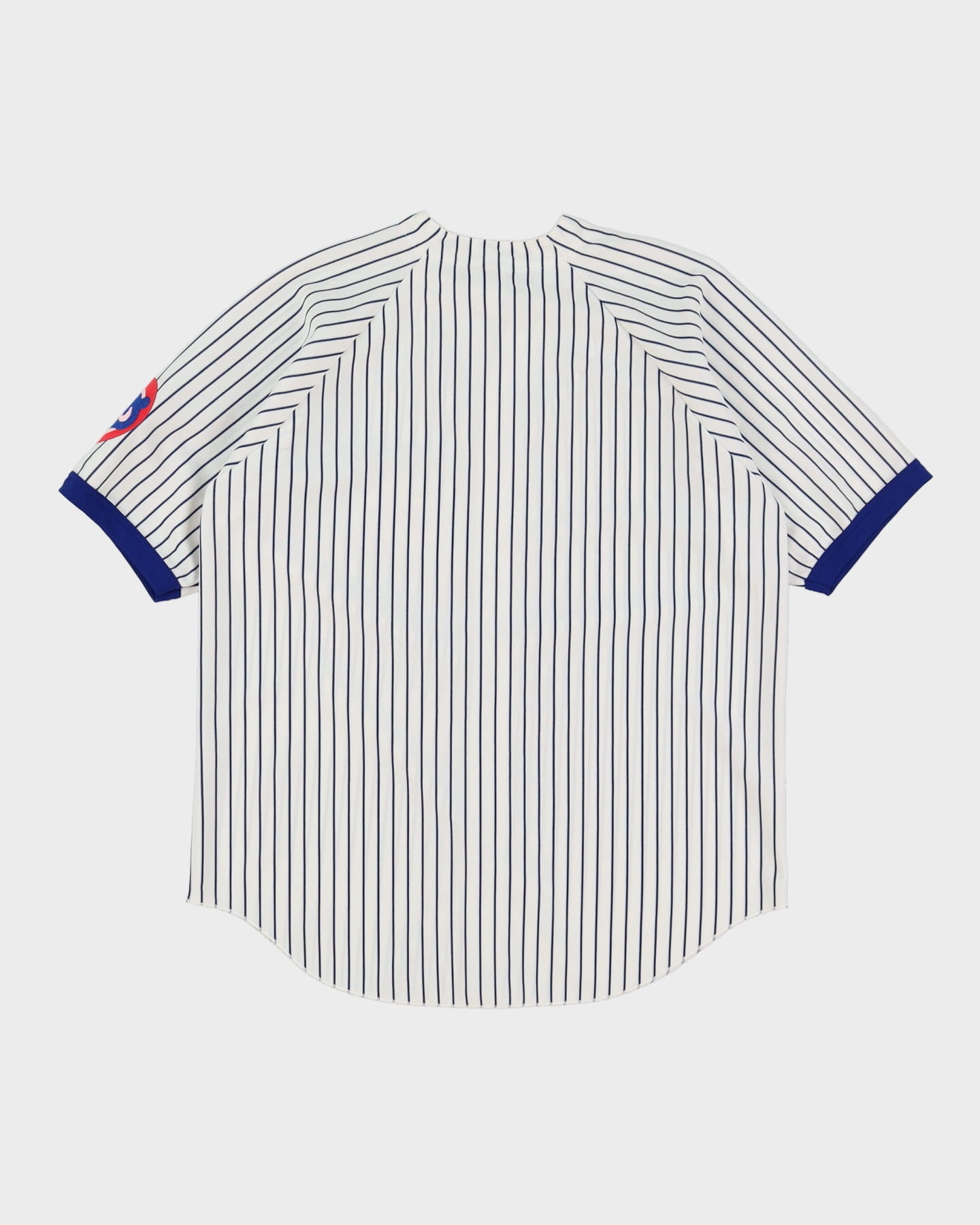 00s Chicago Cubs White Pinstripe Button Up Baseball Jersey - L