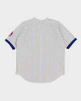 00s Chicago Cubs White Pinstripe Button Up Baseball Jersey - L